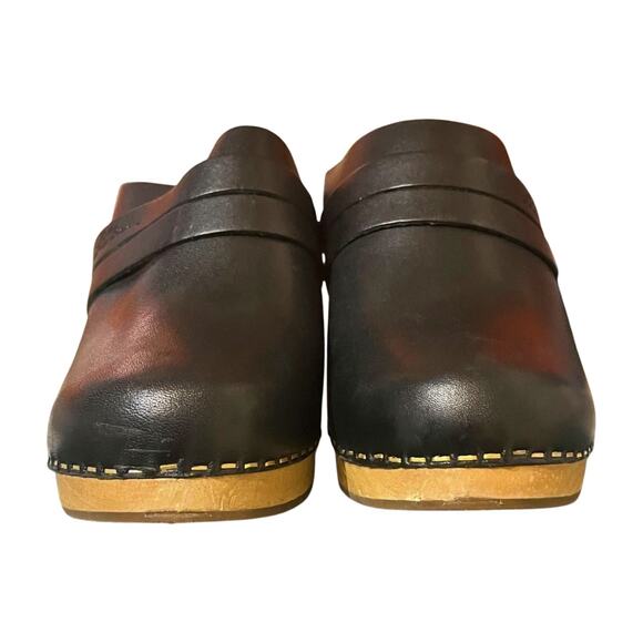 L.L. Bean Leather Wood Clogs Size 7 Chunky Platform Heels Cottagecore Boho Y2K - Picture 4 of 11